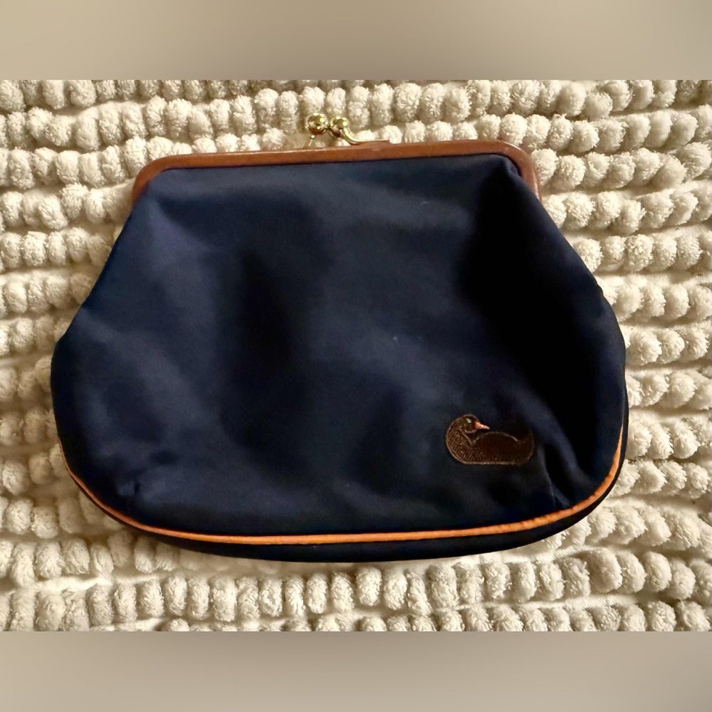 Navy Blue Dooney & Bourke Clutch with Duck Embroidery